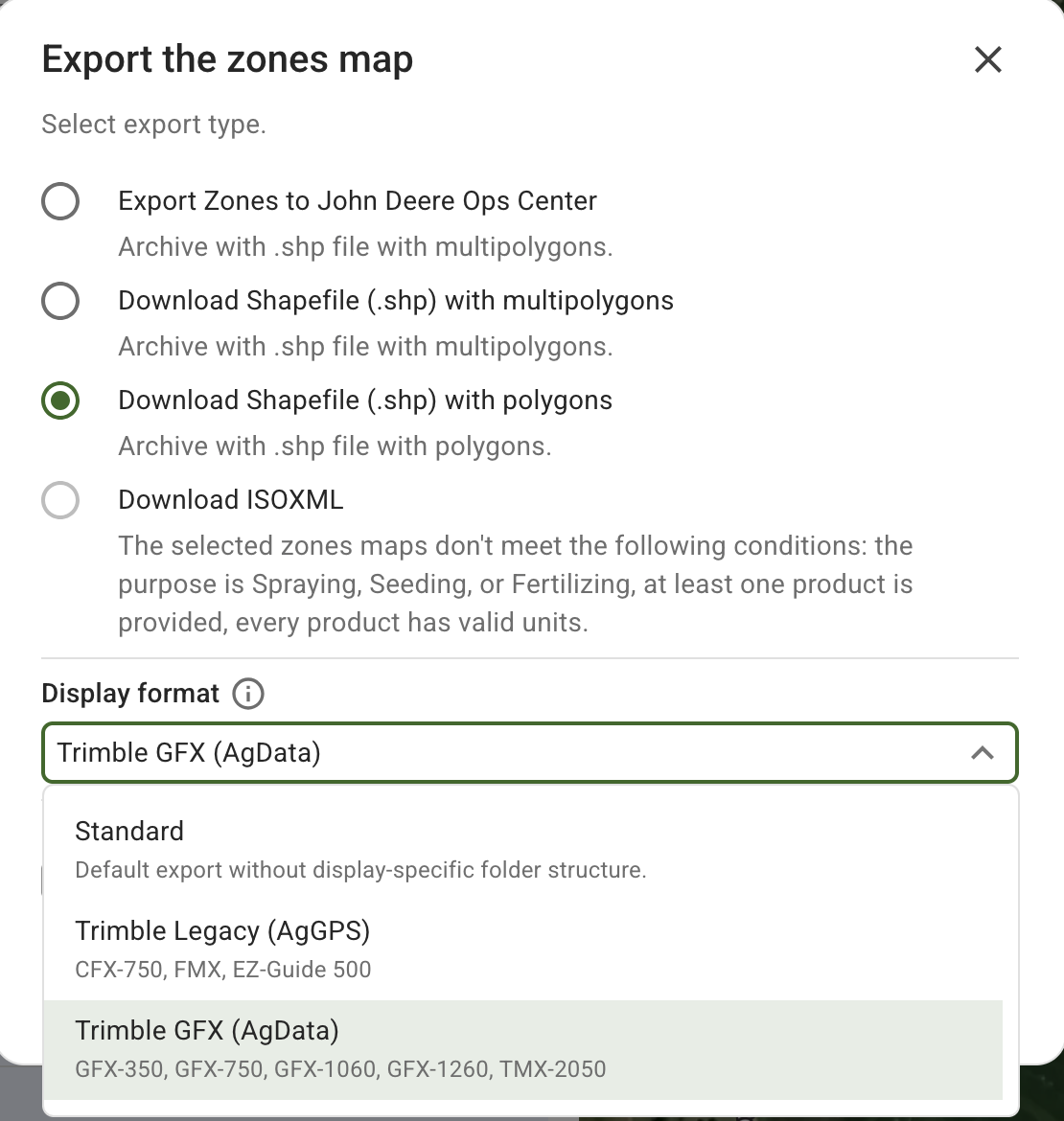 Prescription Export for Trimble Displays